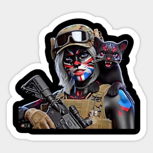 Woman Warrior Panther with Cub by focusln Sticker